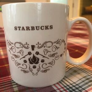 Starbucks Rare Collectible Cream and Brown Campfire Themed  Mug 18oz